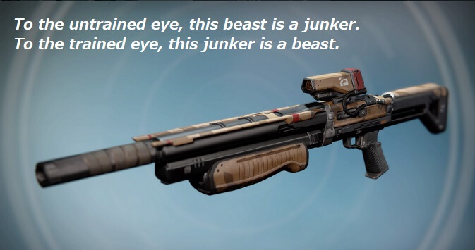 Image: a brown, somewhat dingy-looking rifle. Caption: To the untrained eye, this beast is a junker. To the trained eye, this junker is a beast.